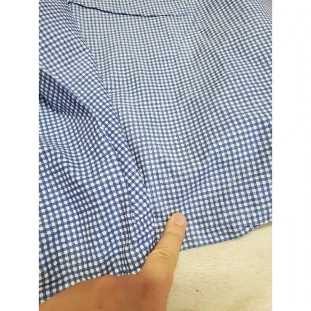 Ralph‎ Lauren Blue White Gingham Plaid Twin Cotton Flat Fitted Sheet Set Bedding